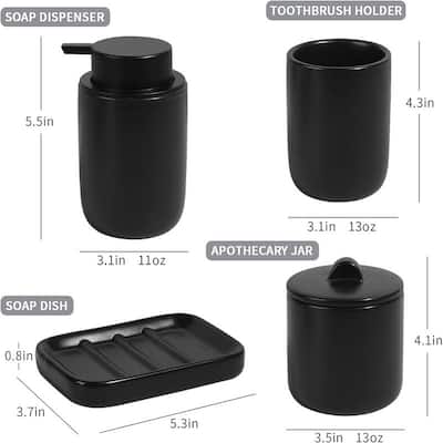 Black Bathroom Accessories Set