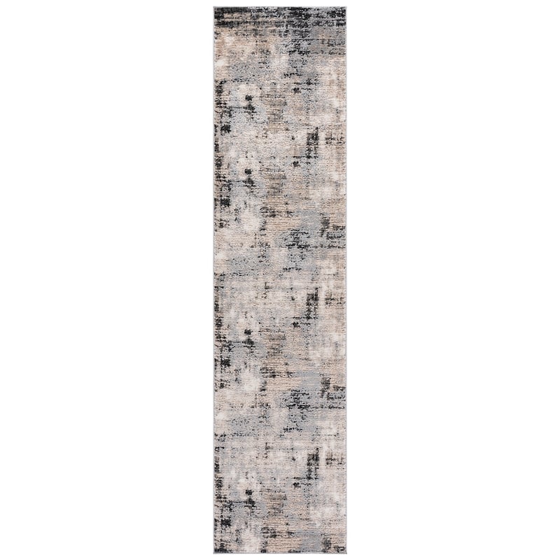 SAFAVIEH Sable Jonbjorg Modern Abstract Rug - 2'2" x 9' Runner - Ivory/Grey Black