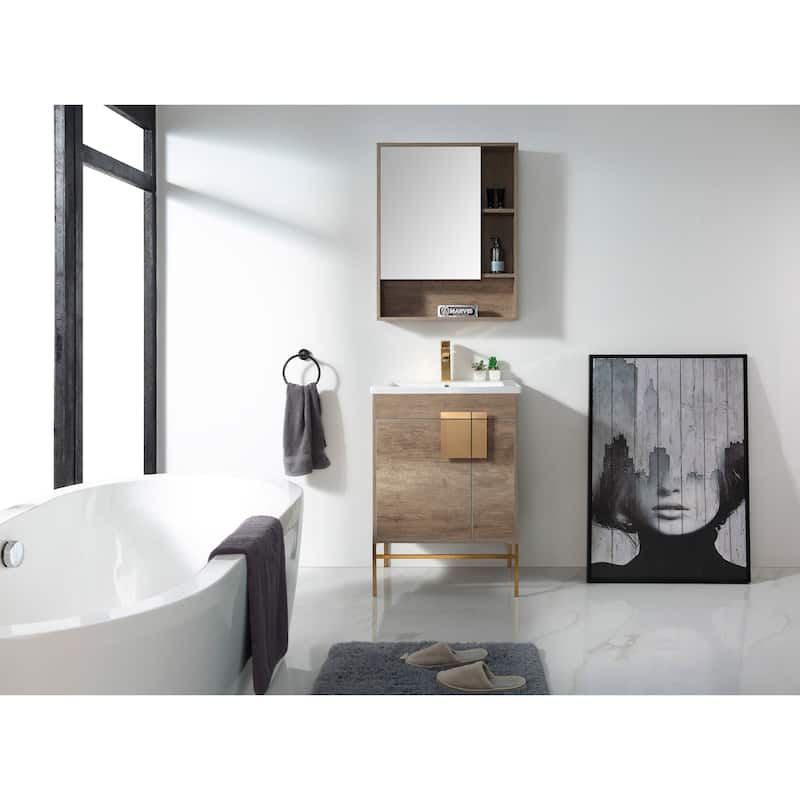 24-inch Modern Bathroom Vanity Set w/ Vitreous China Sink Top