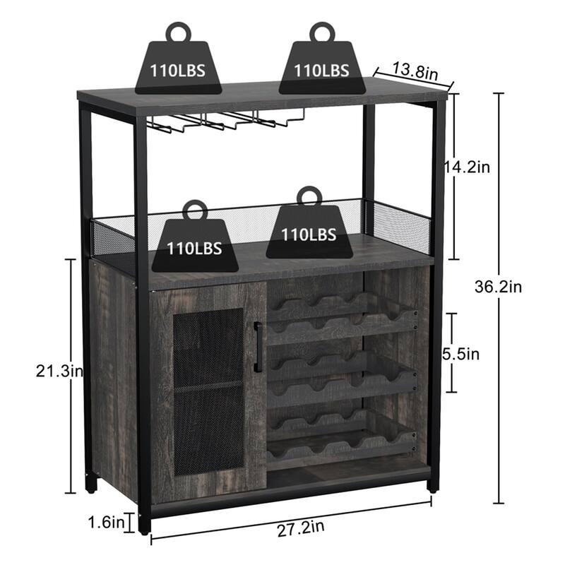Wine Bar Cabinet with Storage,Small Liquor Cabinet,Bar Cabinet with Glass Holder