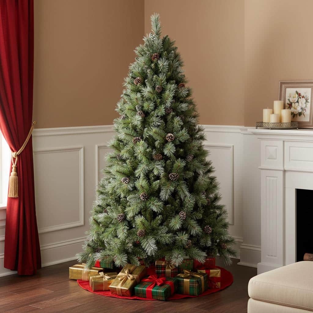 HomeRoots 8' Full Pine Christmas Tree With Decorations - Green - 59.00 in. x 96.00 in. x 59.00 in.