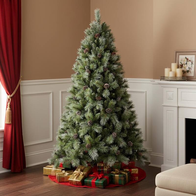 HomeRoots 8' Full Pine Christmas Tree With Decorations - Green - 59.00 in. x 96.00 in. x 59.00 in. - Green - 8 Foot