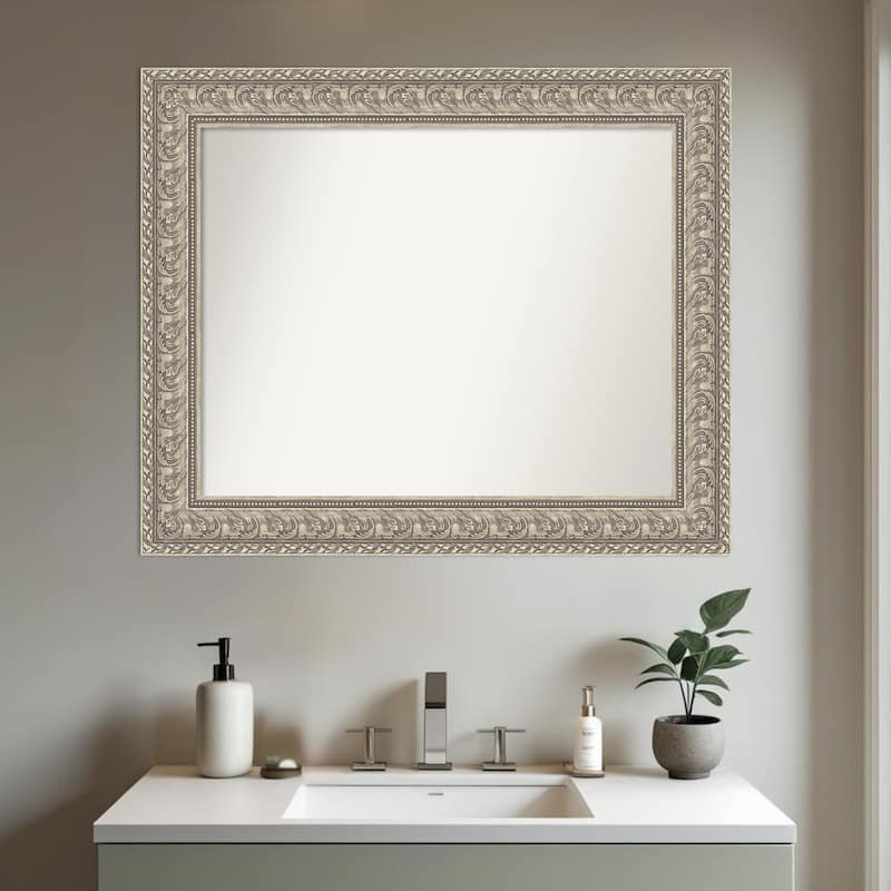 Sydney Silver Non-Beveled Framed Bathroom Vanity Wall Mirror - Sydney Silver