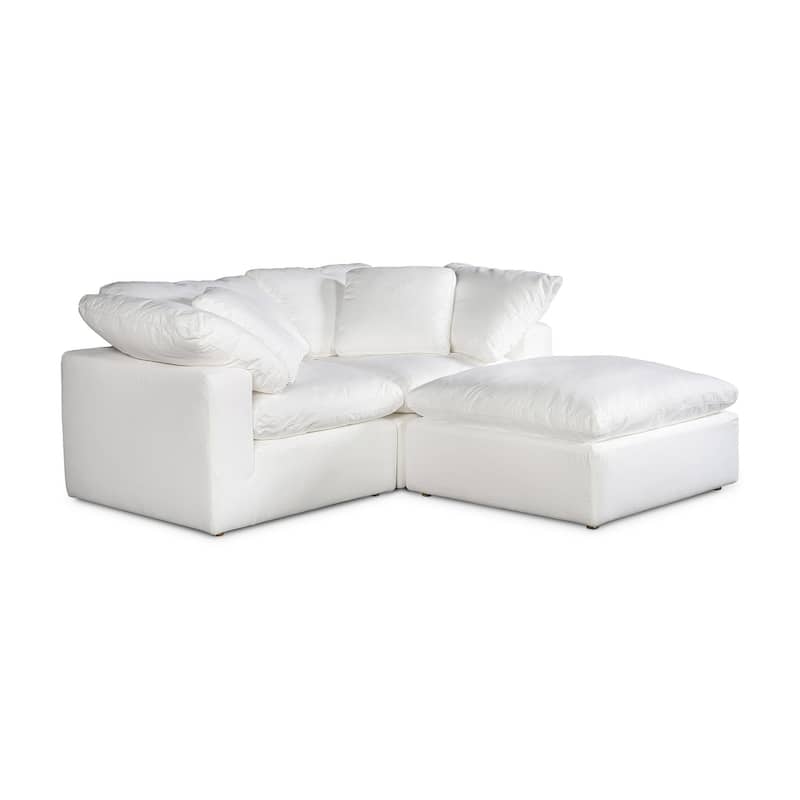 Aurelle Home Corbin 3-piece Small Modern Sectional - Cream LiveSmart Fabric