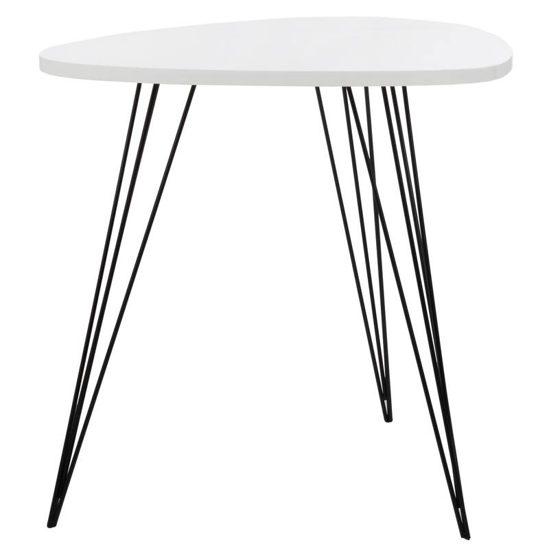 SAFAVIEH Mid-Century Wynton White/ Black Lacquer Modern End Table - 27"W x 21"D x 24"H