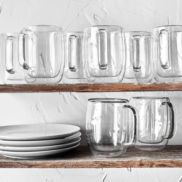 Zwilling J.A. Henckels Sorrento Plus 8-pc Double Wall Glass Coffee Mug Set, 12 oz Capacity