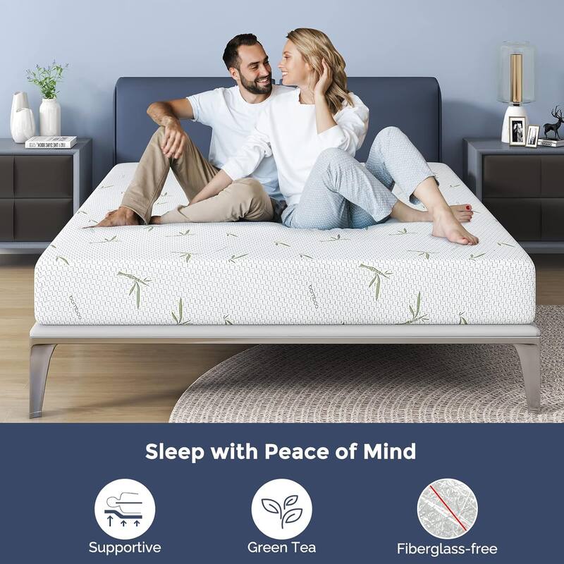 10 inch Gel Memory Foam Mattress in a Box, Medium Pressure Relieving Motion Isolating