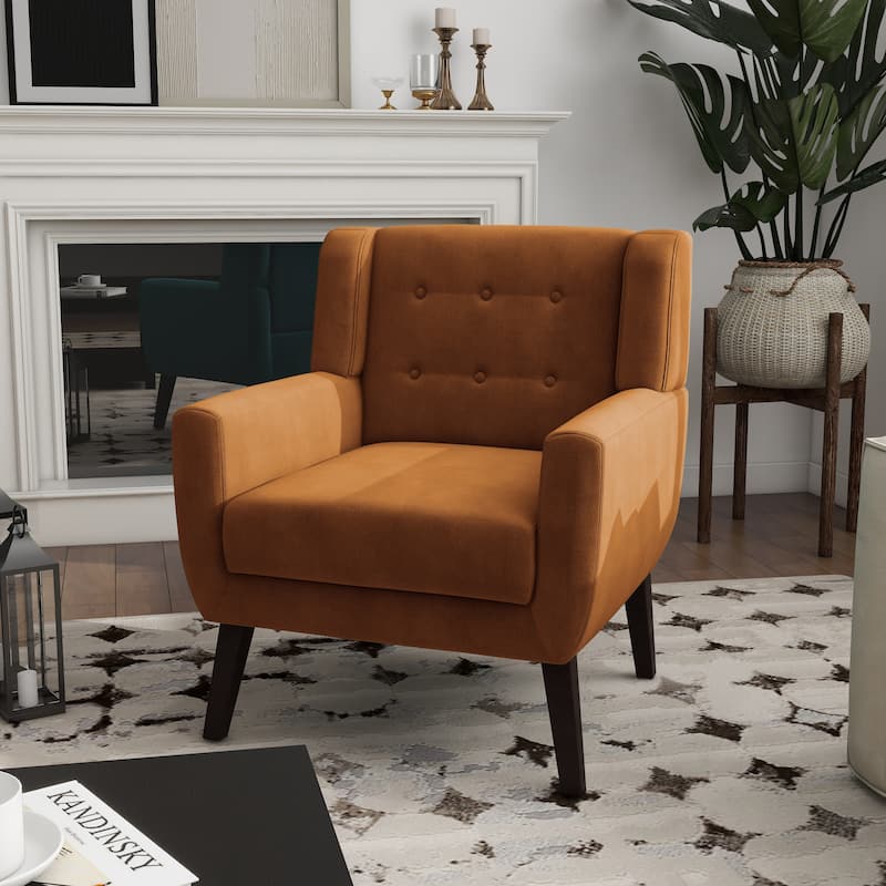 Velvet Accent Chair Living Room Upholstered Armchair - ORANGE