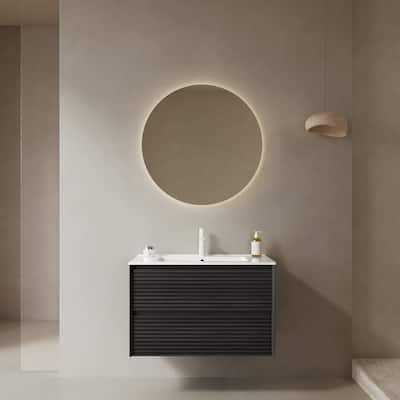 30" Wall-Mounted Bathroom Vanity with Sink Ceramic Basin