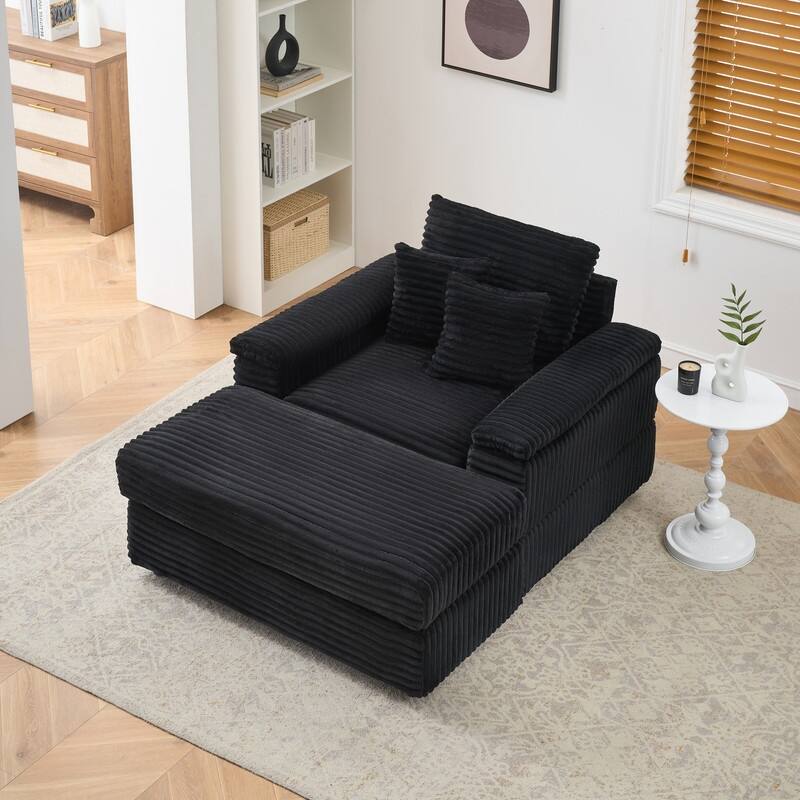 Corduroy Single Sofa+Ottoman, Cup Seats and No Cup Seats