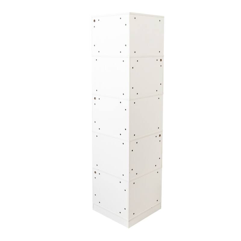 68.90"H Freestanding 5-Tier Corner Bookshelf Bookcase Display Shelf with Baffle