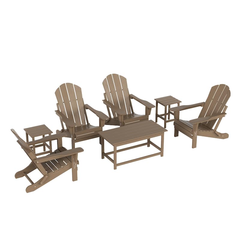 Laguna Hdpe All Weather Outdoor Patio Foldable Adirondack Chairs Conversation Set (7-Piece Set)