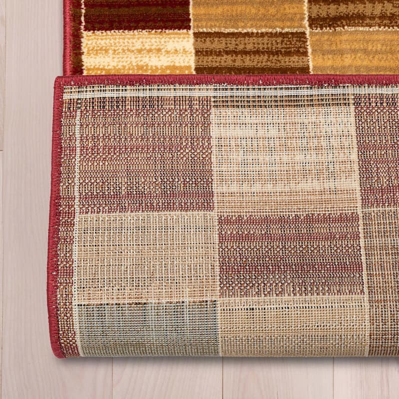 Custom Size Runner 27 Inches Wide Barclay Yaren Modern Geo Block Rug