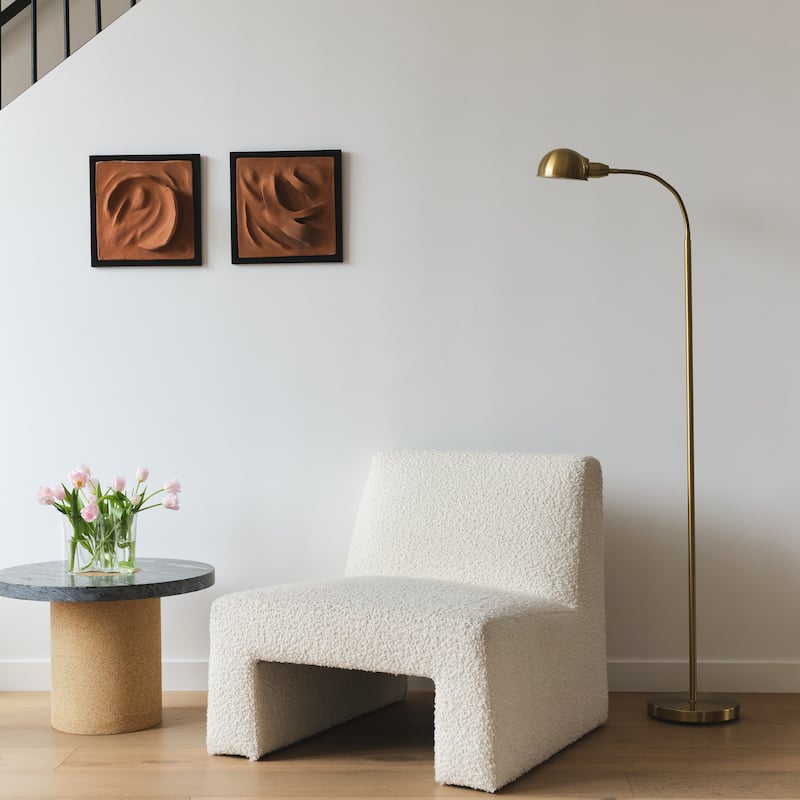 Brightech Regent 68 in. Antique Brass Industrial Height Adjustable Gooseneck LED Floor Lamp with Brass Metal Bowl Shade