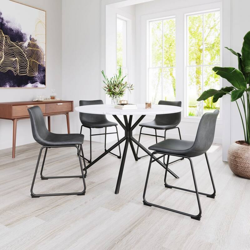 HomeRoots Set Of 2 Black Solid Back Dining Chairs