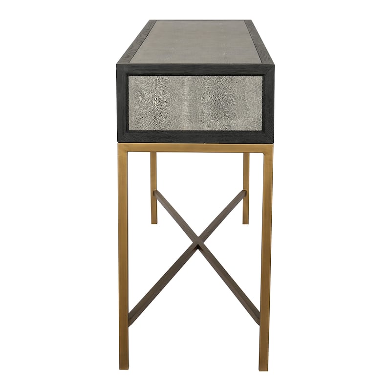 Aurelle Home Milton Solid Oak and Brass Console Table