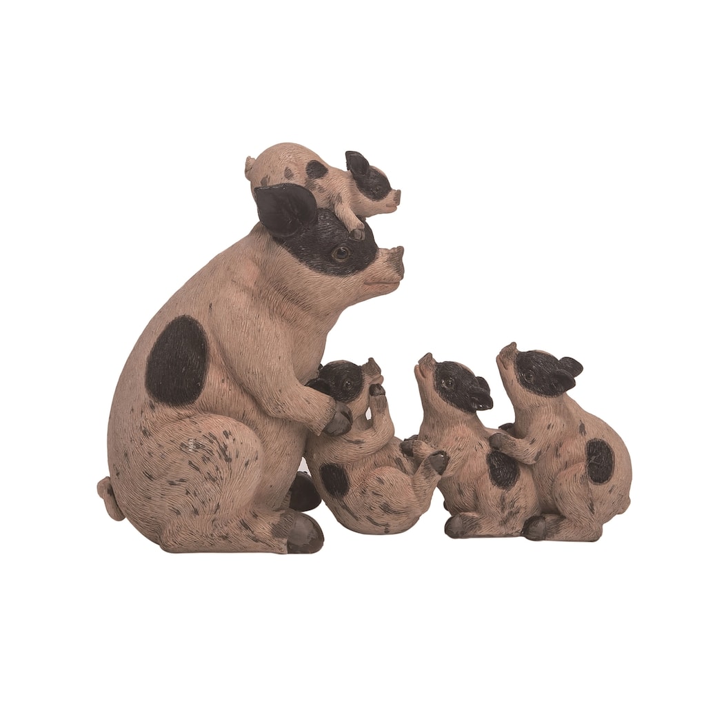 Transpac Resin 10 in. Brown Spring Pig Family Decor