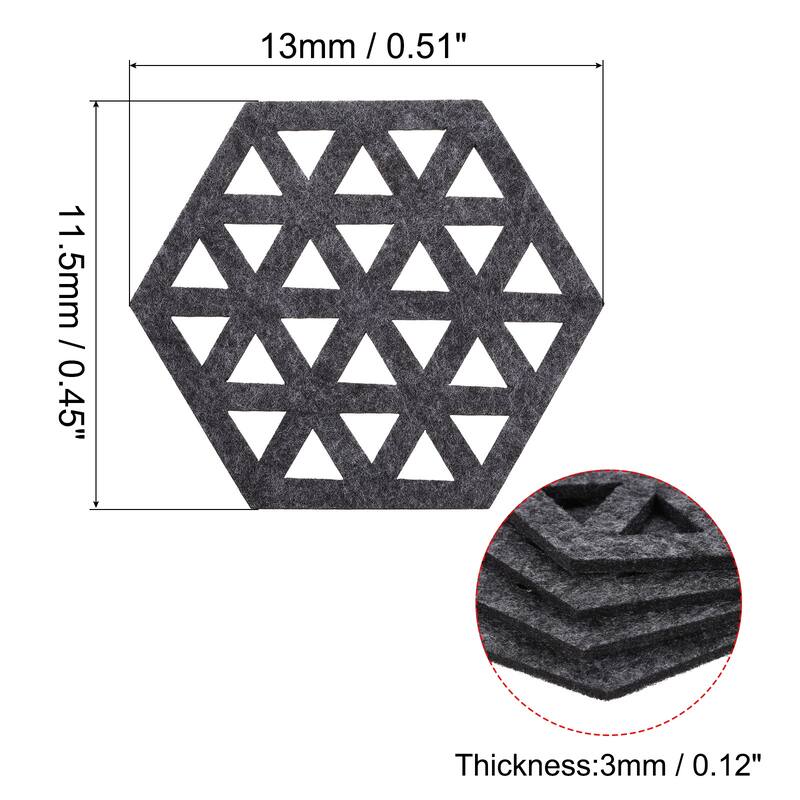 Felt Coasters, Hexagonal Pad Coaster for Drink Cup Pot Bowl Vase