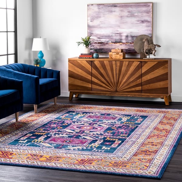 slide 2 of 35, Brooklyn Rug Co Southwestern Bohemian Tribal Area Rug 12' x 15' - Navy