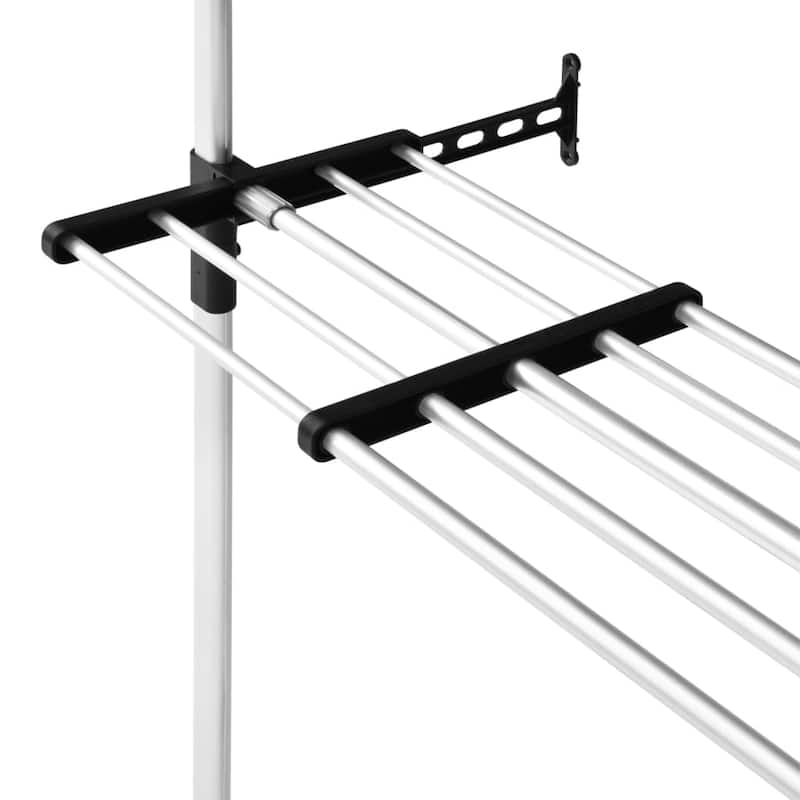 vidaXL Telescopic Wardrobe System with Rods and Shelf Aluminum - 27.6"-45.3" x 15.7" x 98.4"-118.1"