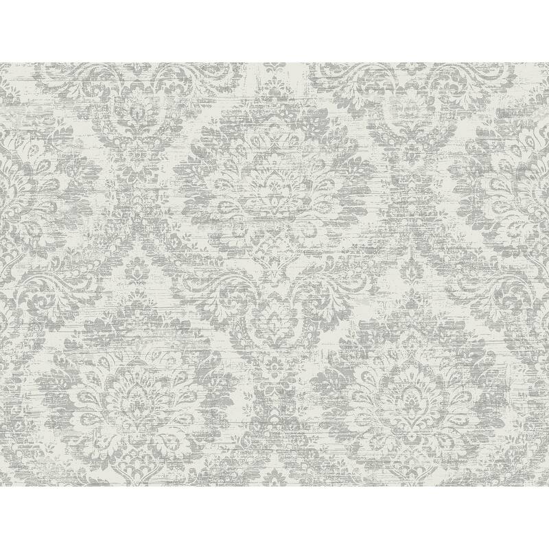Kenneth James Kauai Grey Damask Wallpaper - 27in x 324in x 0.025in