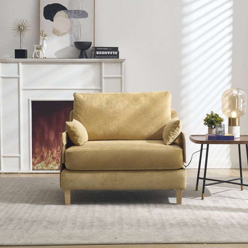 Convertible sofa bed, 3-in-1 convertible with 3 pillows - Mustard yellow