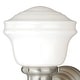 preview thumbnail 7 of 6, Huntley 1-Light 6.75 in. W Satin Nickel Bathroom Vanity Lighting Fixture, White Schoolhouse Glass Globe, Wall Mounted Sconce