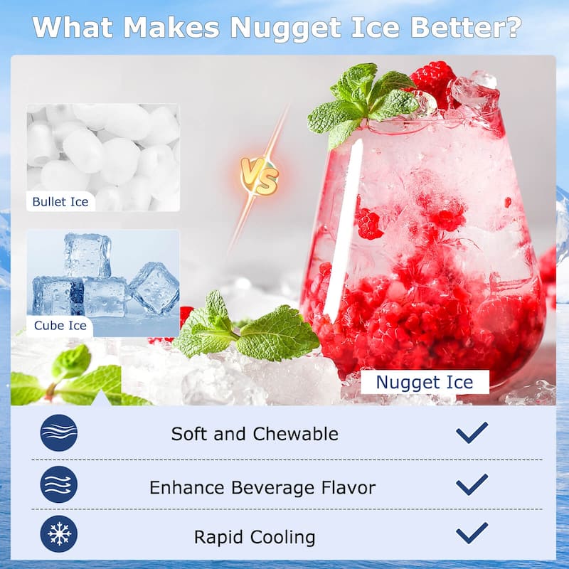 Costway Under Counter Nugget Ice Maker with Self-Cleaning 80 lbs/Day - See Details