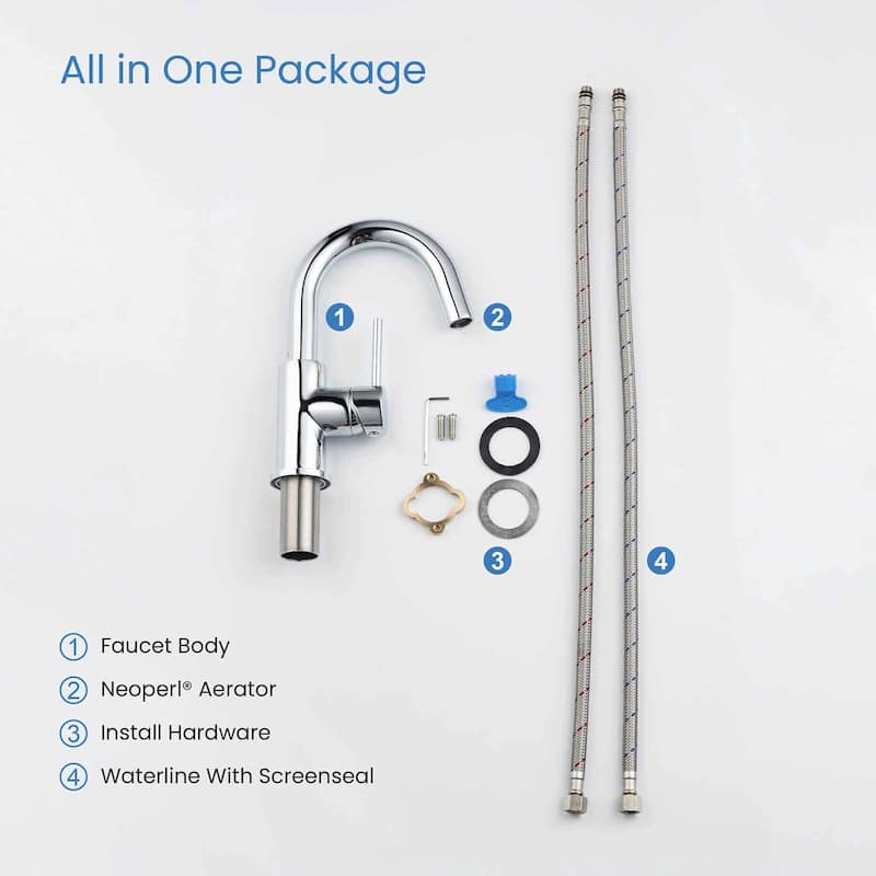 Circular Single Handle High-Arc Bathroom Sink Faucet with Pop Up Drain
