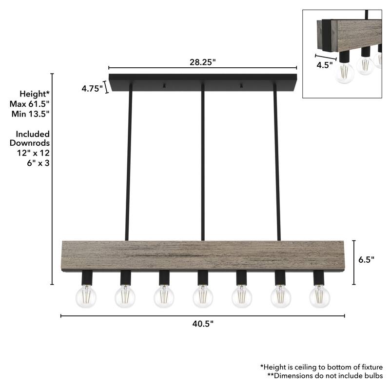 Hunter Donelson Linear Chandelier - Rustic, Farmhouse, Industrial - Kitchen Island, Dining Room