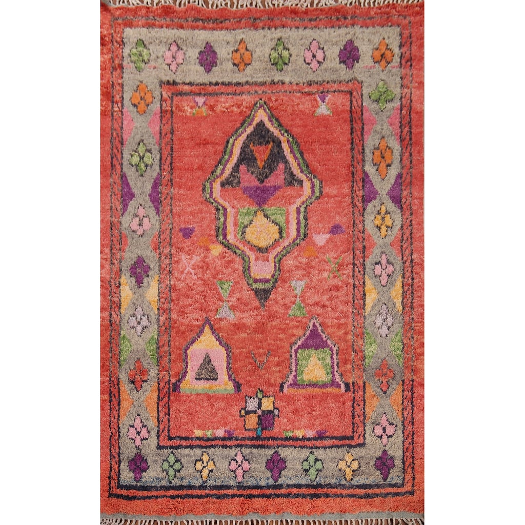 Plush Moroccan Oriental Area Rug Hand-Knotted Wool Carpet - 7'6"x 10'11"