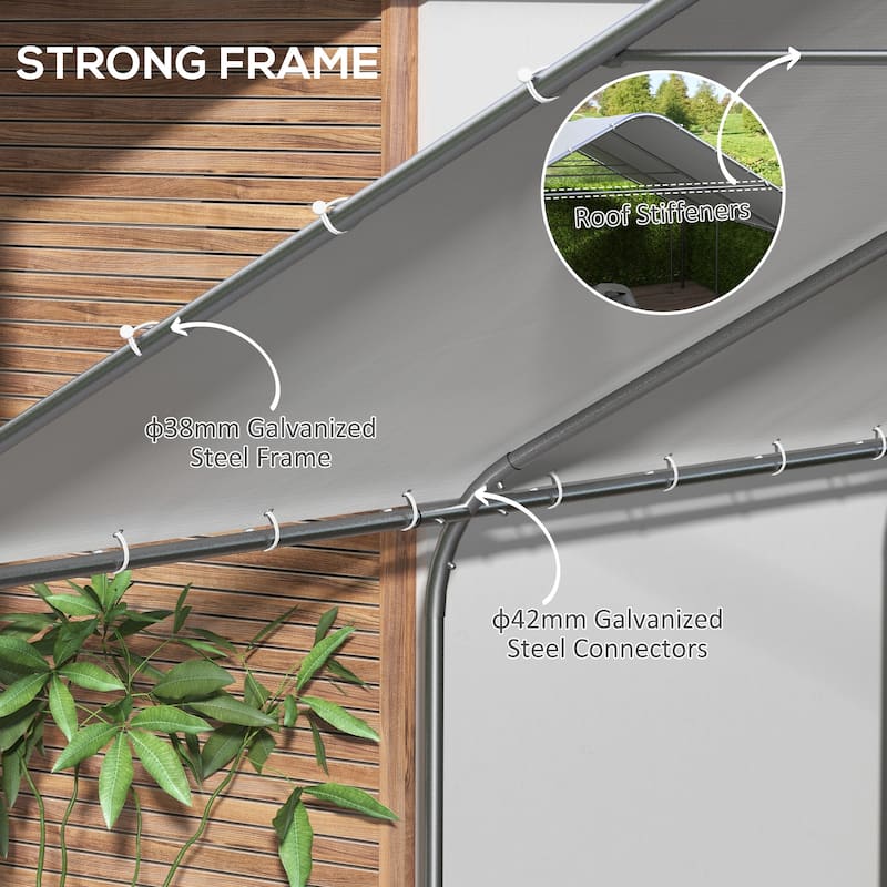 Outsunny Carport, 19' x 19.5' Heavy Duty Party Tent Portable Garage, Outdoor Canopy Tent with Galvanized Steel Frame