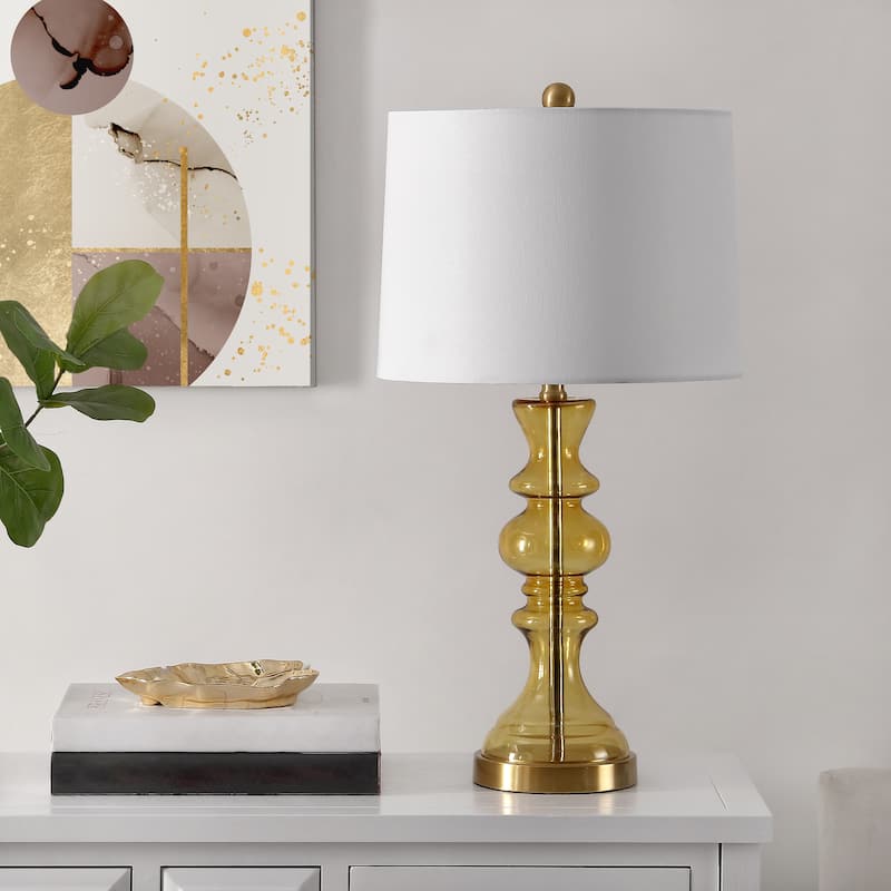SAFAVIEH Lighting Sabira Amber 27-inch LED Table Lamp - 14" W x 14" L x 27" H - 14Wx14Dx27H