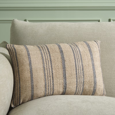 SAFAVIEH Home Junie 12 x 20-inch Natural/Grey Cotton Lumbar Pillow