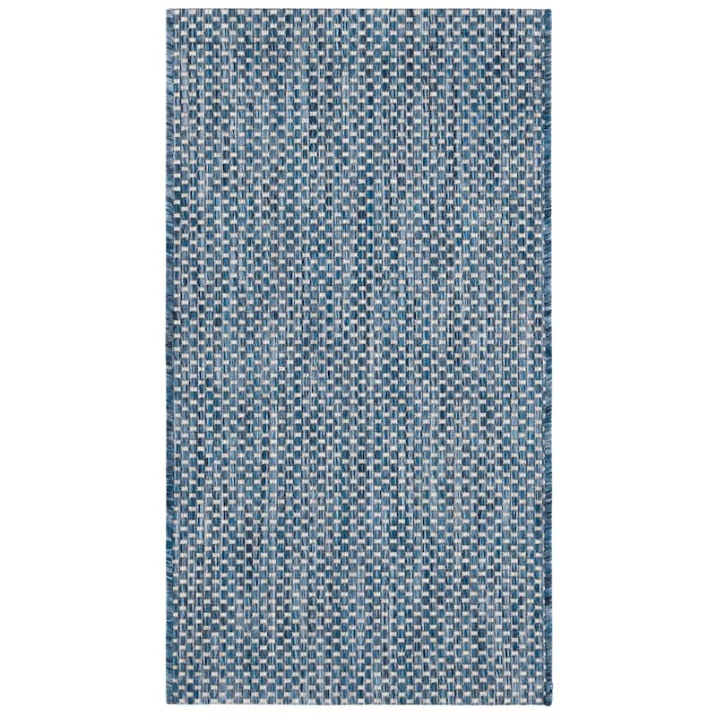 SAFAVIEH Courtyard Begajeta Indoor/Outdoor Waterproof Patio Backyard Rug. - 2' x 3'7" - Navy/Grey