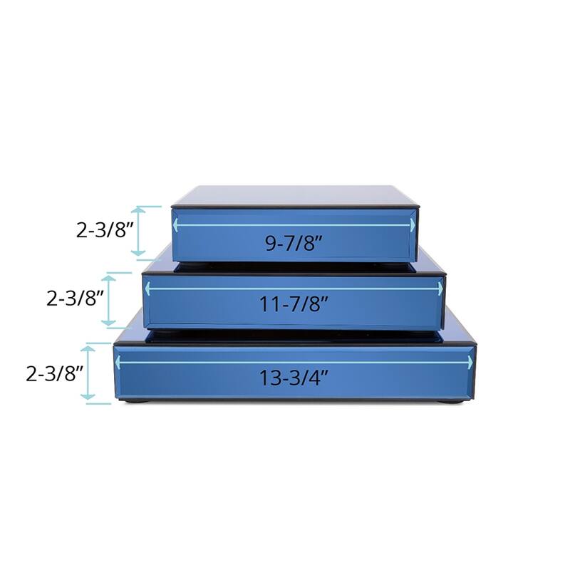 Allan Andrews Sapphire Set of 3 Mirrored Platforms - 19 x 19 x 11