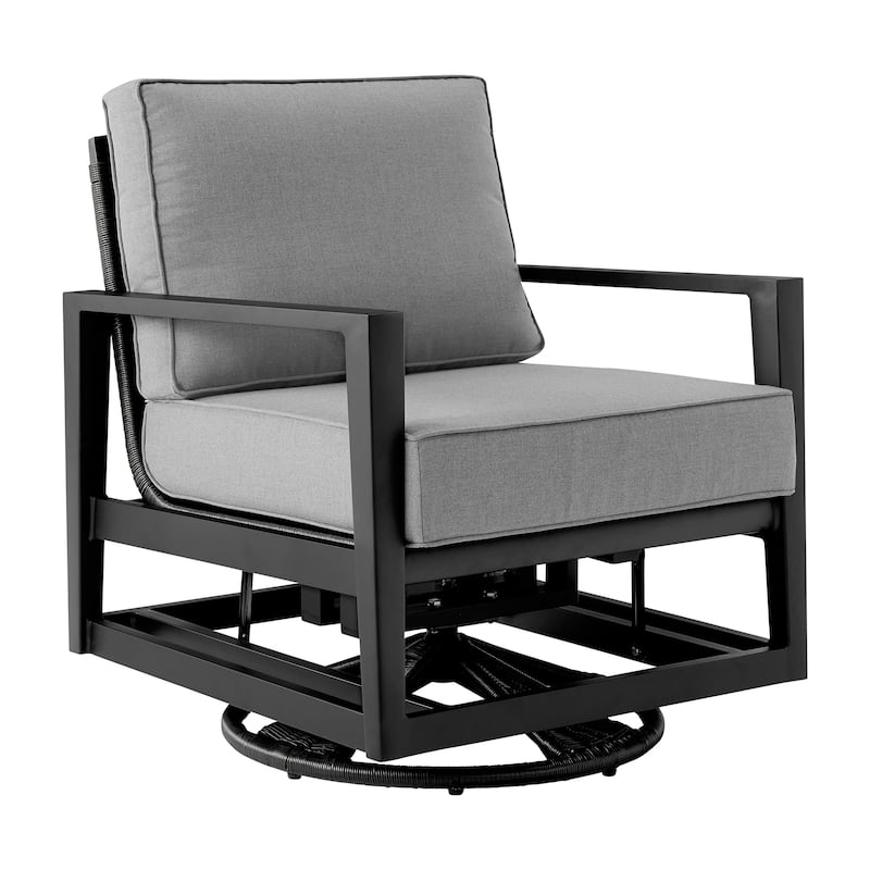 Grand Black Aluminum and Wicker Outdoor Patio Swivel Glider Chair