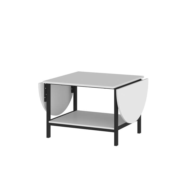 Oval Extended Coffee Tables 2-Tier Center Table with Open Storage