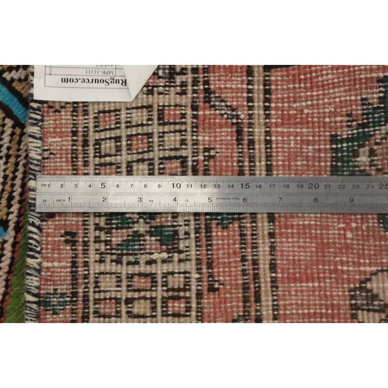 Hand Knotted Oriental 100% Wool Carpet Traditional Geometric Coral Ardebil Runner Rug - 9' 4'' X 3' 6''