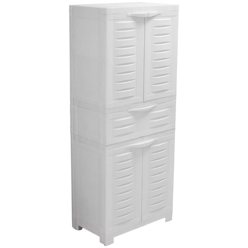 Sunnydaze Storage Cabinet with 2 Adjustable Shelves and Drawer