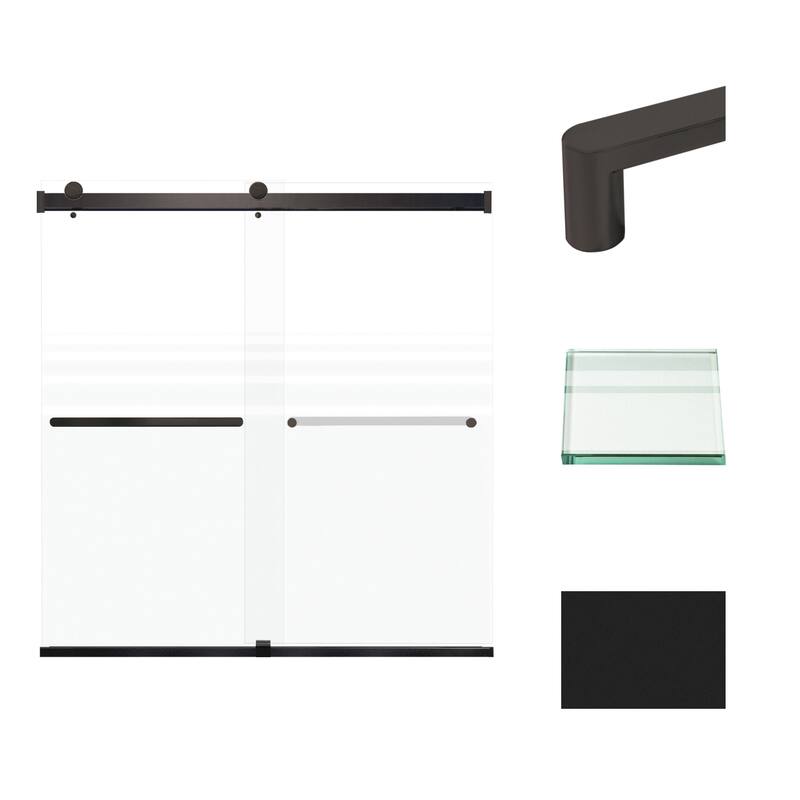 Brianna 60 in. W x 62 in. H By-Pass Frameless Shower Door with Frosted Glass - 56-60-in W x 62-in H - Matte Black
