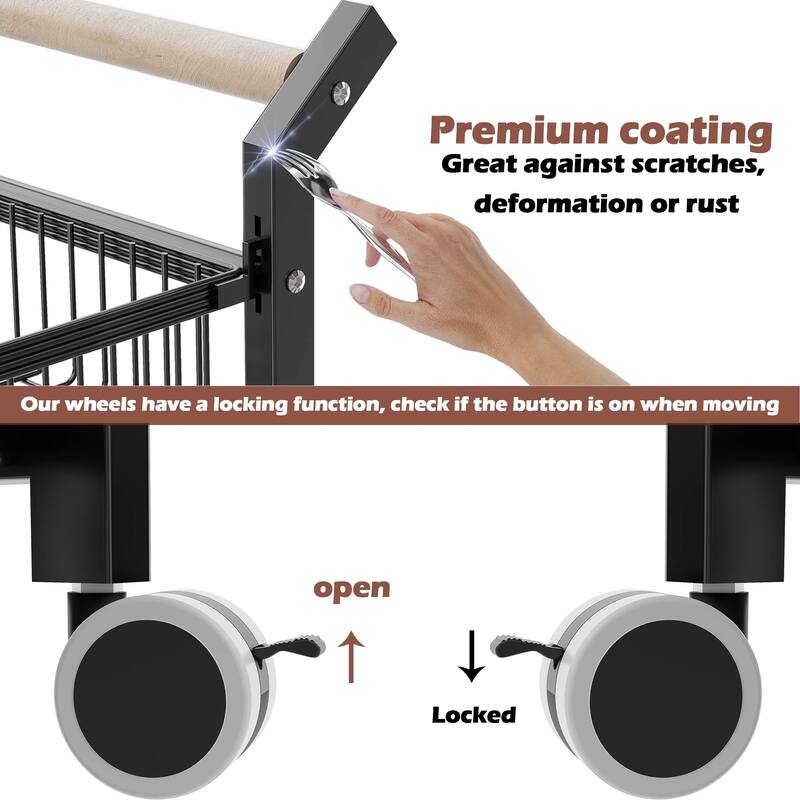 Snack Cart with Wheels 4-Tier Adjustable Fruit Rack Fruit Vegetable Basket Cart Metal Wire Storage Cart Rolling Pantry Utility