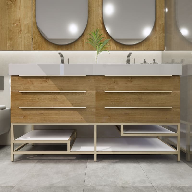 Noble 60" Free-standing Vanity with Reinforced Acrylic Double Sink