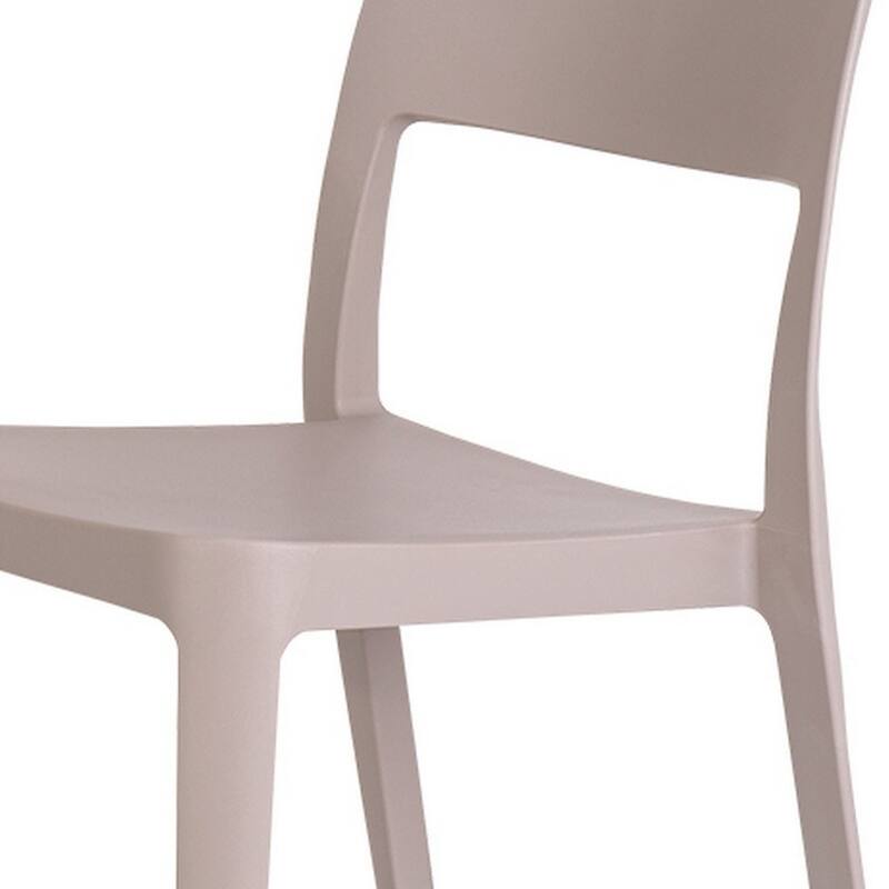 HomeRoots Set of Two Taupe Heavy Duty Plastic Outdoor Stacking Accent Chairs