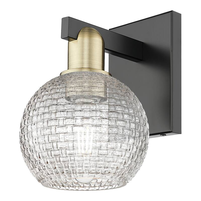Innovations Lighting Endless Possibilities Arcadia - Athens - 1 Light 6" Basketweave Sconce - Black Antique Brass