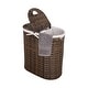 preview thumbnail 23 of 26, Seville Classics Handwoven Lidded Oval Double Laundry Hamper, 22.75" W x 13" L x 24" H Brown