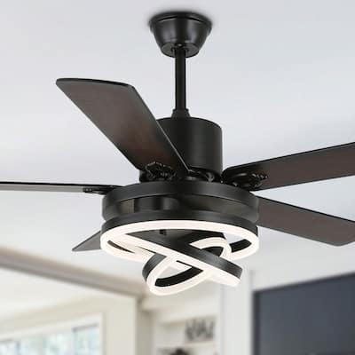 Cusp Barn 52" Chandelier Ceiling Fans with Lights Modern DIY Shape Fandelier DC Silent Motor LED Ceiling Light for Bedroom