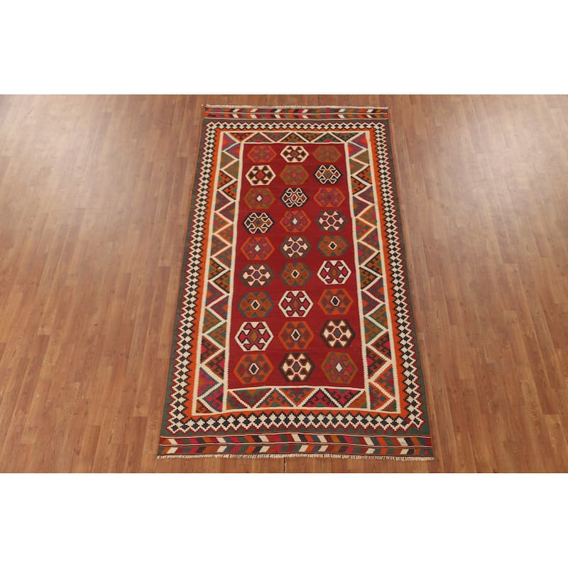 Kilim Qashqai Persian Rug Flatweave Wool Carpet - 4'10" x 9'1"