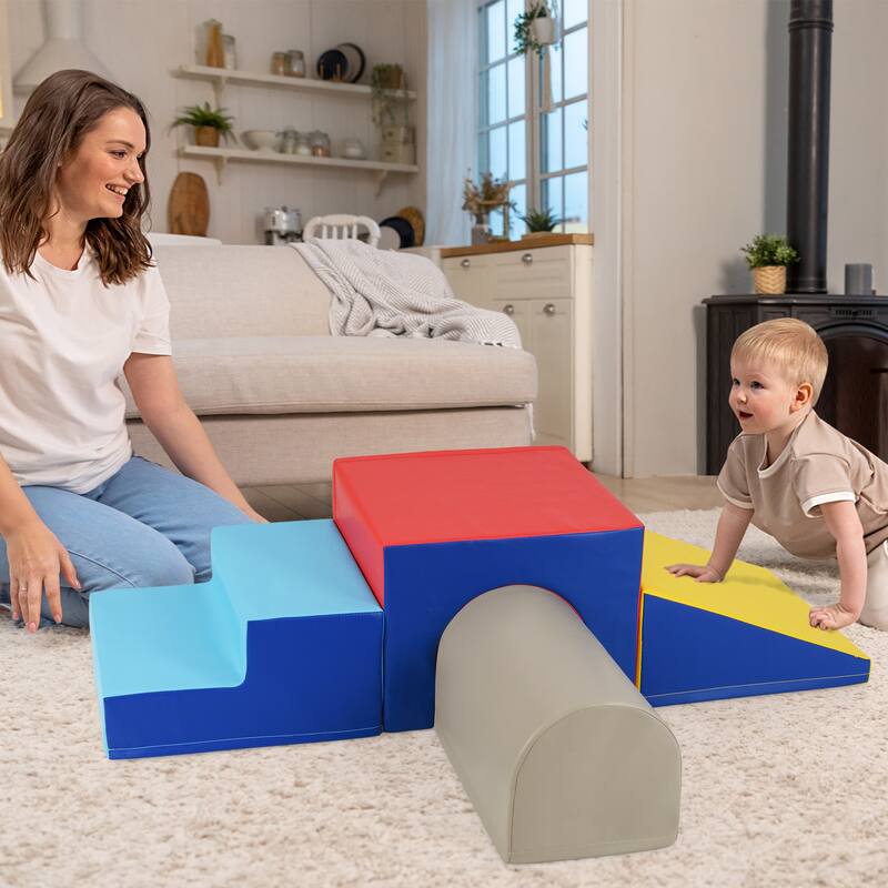 Gymax Kids Climb & Crawl Activity Playset Blocks w/ Waterproof PU - Multicolor