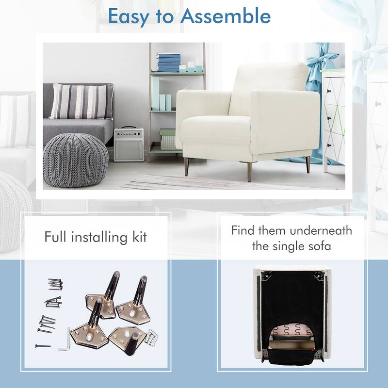 Costway Modern Upholstered Accent Chair Single Sofa Armchair Living